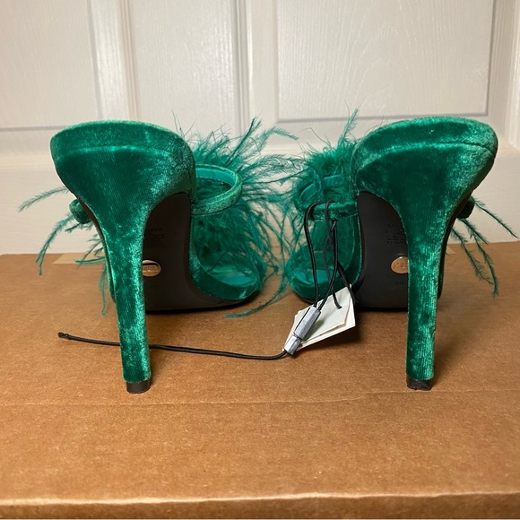 Zara Feathered Velvet Heels Size 6 - Picture 6 of 13